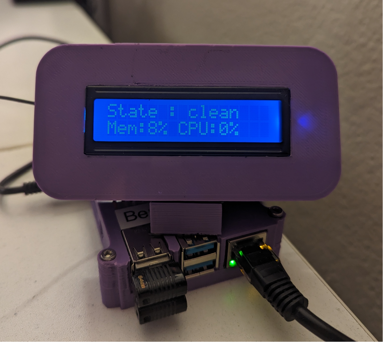 Raspberry Pi showing performance statistics